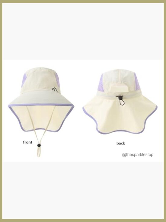 Foldable Neck Flap Wide Brim Sun Hat with Ponytail Hole